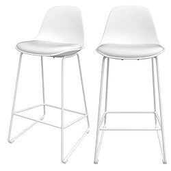 Rendez Vous Deco Chaise de bar mi-hauteur Leni blanche 65 cm (lot de 2)