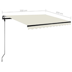 vidaXL Auvent automatique avec capteur de vent et LED 350x250 cm Crème pas cher