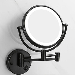 Universal Miroir de maquillage en laiton noir LED extension pliant montage mural double face LED lumière miroir agrandissement miroir de bain | Miroir de bain