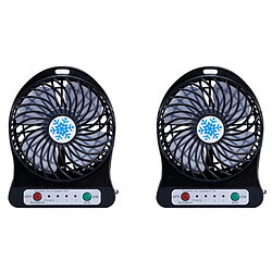 2X Mini Ventilateur Rechargeable Portable Refroidisseur D'Air Mini Ventilateur De Bureau Ventilateurs Portables Rechargeables De Refroidissement USB Noir