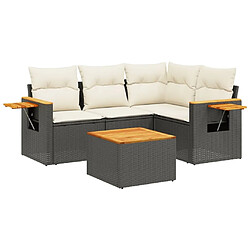 Maison Chic Ensemble de 5 Tables et chaises d'extérieur avec coussins,Salon de jardin noir résine tressée -GKD999817