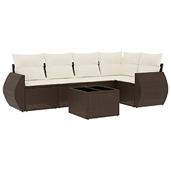 vidaXL Salon de jardin avec coussins 6 pcs marron résine tressée