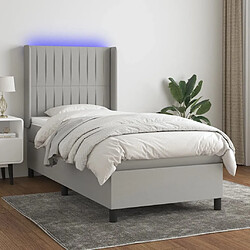 Sommier à lattes et matelas LED,Cadre à lattes de lit pour Adulte Gris clair 80x200cm Tissu -MN77683