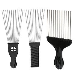 3pcs Peigne Afro à Dents Large Brosse à Cheveux pour Démêler les Cheveux Crêpelés Bouclés