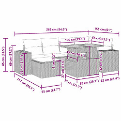 vidaXL Salon de jardin avec coussins 7 pcs gris résine tressée pas cher