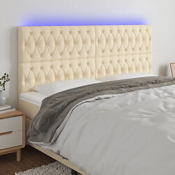 Maison Chic Tête de lit scandinave à LED,meuble de chambre Crème 180x7x118/128 cm Tissu -MN78953