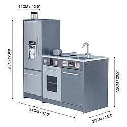 Acheter Teamson Kids Cuisine De Jeu En Bois Pour Enfants Milano Et 10 Accessoires Gris TD-13397B