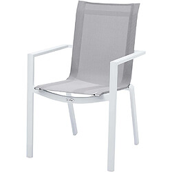 Avis Wilsa Garden Ensemble TULUM 8/12p en aluminium blanc et plateau en aluminium décors bois avec 8 fauteuils en textilène