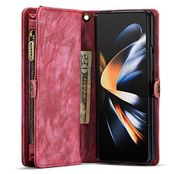 Etui en cuir fendu CASEME magnétique avec support et sangle pour votre Samsung Galaxy Z Fold4 5G - rouge