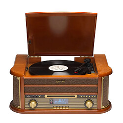 Lecteur de disques vinyles Denver MRD-51. Radio Dab/FM, CD, Cassette, REC. Haut-parleurs 5W, Design rétro. Boîtier en Bois.