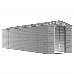 Helloshop26 Abri de jardin cabane cabanon maison de stockage remise extérieur hangar outils robuste clair 191 x 810 x 198 cm acier galvanisé gris 02_0022249