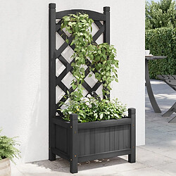 Maison Chic Jardinière,Bac à fleurs avec treillis - pot de fleur noir bois massif de sapin -GKD86511