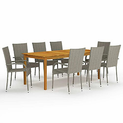 Salle à manger de jardin 9 pcs,Table et chaise à dîner Gris -MN24394