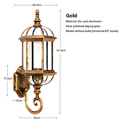 Avis Universal Applique murale de jardin de 20 cm, 220V E27 sans ampoule, étanche extérieure salon fond mur rangement lampe en or