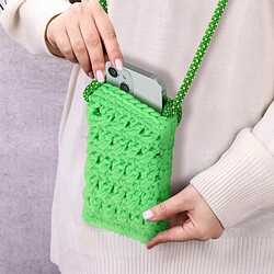 Avis Avizar Sac Bandoulière pour Smartphone Tricoté Main Motif Fleur Série FlowerWeave Vert