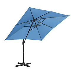 Helloshop26 Parasol de jardin meuble abri terrasse carré 250 x 250 cm pivotant bleu 14_0002655