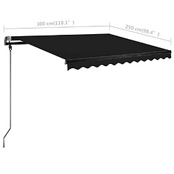 vidaXL Auvent manuel rétractable avec LED 300x250 cm Anthracite pas cher