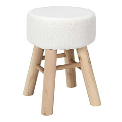 The Home Deco Factory Tabouret en bois et bouclette KARSLAD - Blanc et marron