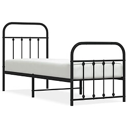 vidaXL Cadre de lit métal sans matelas avec pied de lit noir 75x190 cm