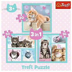 Trefl Puzzle 3in1 Cute pets pas cher