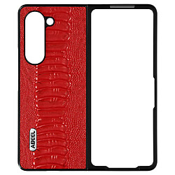 Coque pour Samsung Z Fold 5 Hybride Cuir Véritable Motif Serpent Abeel rouge