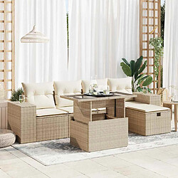 vidaXL Salon de jardin avec coussins 6 pcs beige résine tressée