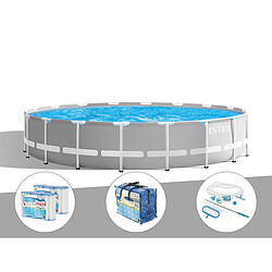 Kit piscine tubulaire Intex Prism Frame ronde 5,49 x 1,22 m + Bâche à bulles + 6 cartouches de filtration + Kit d'entretien