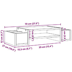 vidaXL Support de moniteur avec rangement gris béton bois d'ingénierie pas cher