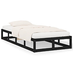 Maison Chic Lit adulte - Lit simple Cadre de lit,Structure du lit Contemporain Noir 90x200 cm Bois massif -MN27138