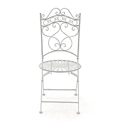 Decoshop26 Chaise de jardin terrasse balcon design rustique en fer forgé blanc vieilli 10_0003005