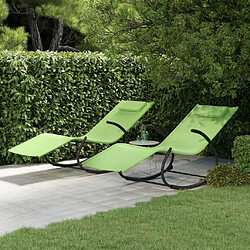 Maison Chic Lot de 2 Chaises longues à bascule | Bain de soleil Relax | Transat Vert Acier et textilène -GKD11148