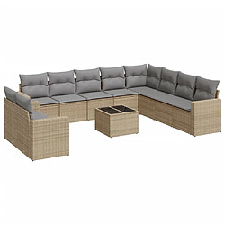 vidaXL Salon de jardin 11 pcs avec coussins beige résine tressée