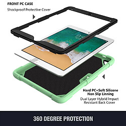 Coque en TPU + silicone avec béquille et bandoulière vert pour votre Apple iPad 9.7 pouces (2018)/(2017)/iPad Air 2