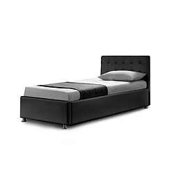 Meubler Design Lit Complet Sommier Relevable + Tête De Lit + Cadre De Lit Capitole - Noir - 90x190