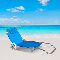 Beach And Garden Design Lit de plage pliant bain de soleil transat piscine portable roues Banana, Couleur: Turquoise