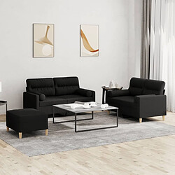 Maison Chic Ensemble de canapés 3 pcs avec coussins, Canapé droit Sofa pour Salon noir tissu -GKD864358