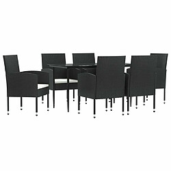 vidaXL Ensemble à manger de jardin 7 pcs noir résine tressée et acier