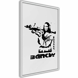 Paris Prix Affiche Murale Encadrée Banksy Mona Lisa with Bazooka I 20 x 30 cm Blanc