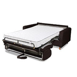 Inside 75 Canapé VIRGOLA convertible express matelas 16 cm sommier métal 120 cm velours ambience chocolat pas cher