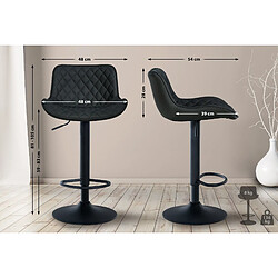 Decoshop26 Tabouret de bar x1 assise avec coutures décoratives losange en PVC noir et pieds en métal noir 10_0005223