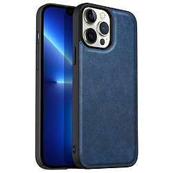 Coque en TPU + PU anti-rayures, anti-empreintes digitales, rétro pour votre iPhone 13 Pro Max 6.7 pouces - bleu