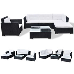 Avis Maison Chic Salon de jardin 6 pcs + coussins - Mobilier/Meubles de jardin - Table et chaises d'extérieur Résine tressée Noir -MN66183