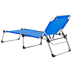 Acheter vidaXL Chaise longue pliable extra haute pour seniors Bleu Aluminium