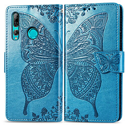 Wewoo Housse Coque Étui en cuir à rabat horizontal Butterfly Love Flowers pour Huawei Y9 Prime 2019avec porte-cartes et porte-cartesainsi que porte-monnaie et lanière bleu