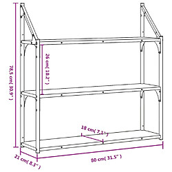 vidaXL Étagère murale 3 niveaux chêne marron 80x21x78,5 cm pas cher