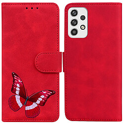 Etui en PU motif papillon, fermeture magnétique, antichoc avec support rouge pour votre Samsung Galaxy A23 5G