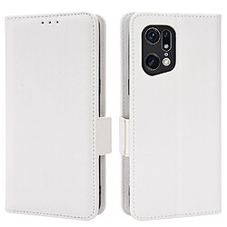 Etui en PU texture litchi, antichoc avec support, blanc pour votre Oppo Find X5 Pro