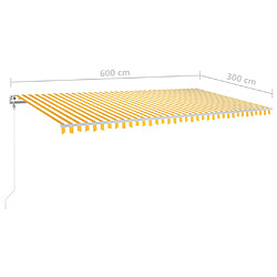 vidaXL Auvent manuel rétractable avec LED 6x3 m Jaune et blanc pas cher