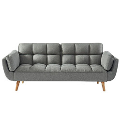 Vente-Unique Canapé 3 places convertible clic-clac en tissu gris chiné LOELINE