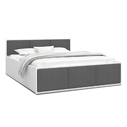 Avis Kids Literie Lit Panama T 120x200 + coffre - Sommier inclus Blanc - Gris foncé